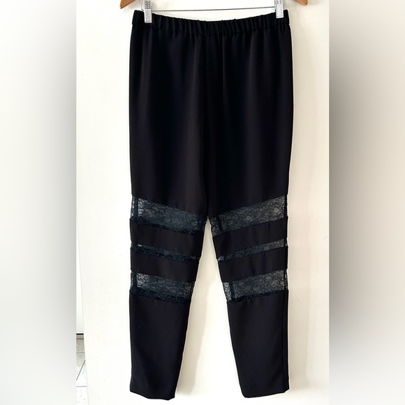 MAJE Black Lace Panel Women's Crossover Pants - Picture 5 of 7